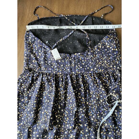 NWT J Crew Ruffle Back Silk Dress in Starry Sky Print Navy sz 6 Maxi Slip Summer - Picture 7 of 14